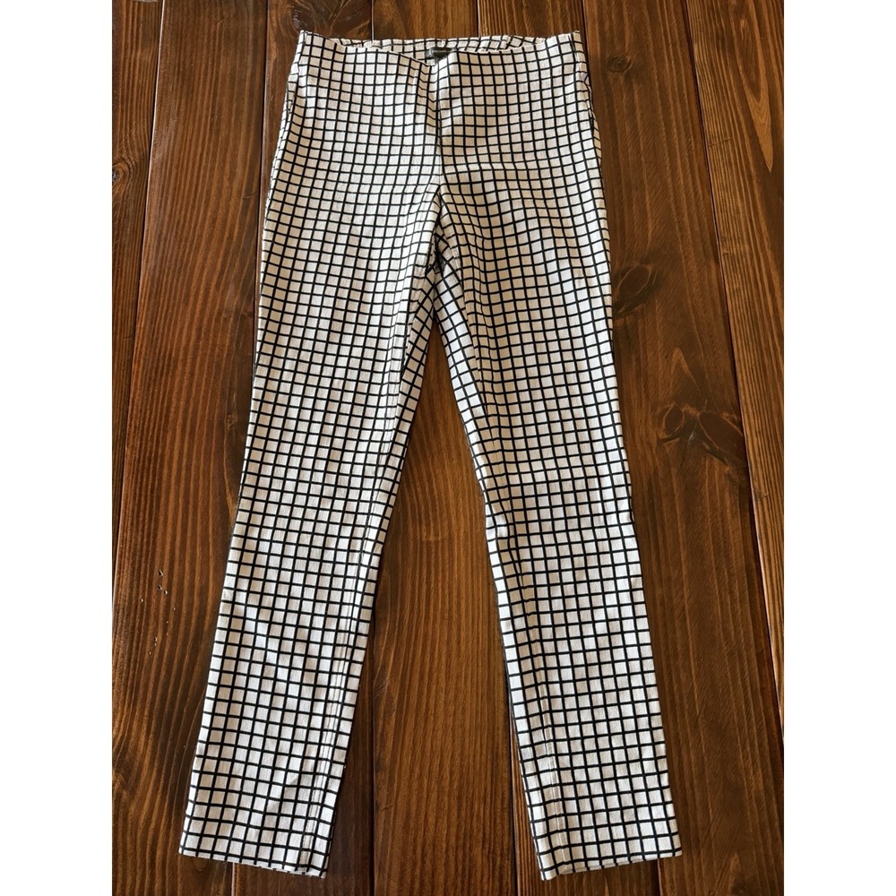 Adrianna Papell Pull-On Slimming Ankle Pants Trouser‎ window pane Stretch Sz 6
